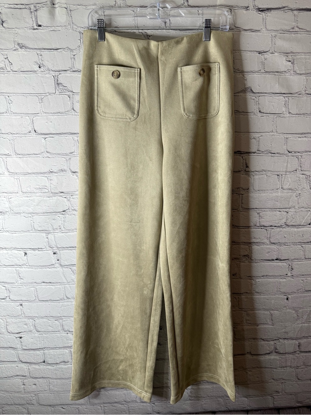 Nwt H&M women’s Slim Wide-Leg Pants in Light beige size medium